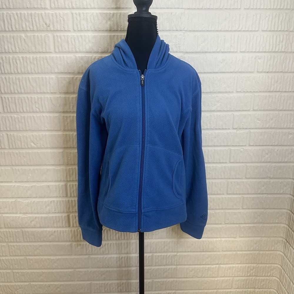 Patagonia Womens Blue Full Zip Fleece Hoodie Sweater Sz L Autumn Winter Hooded